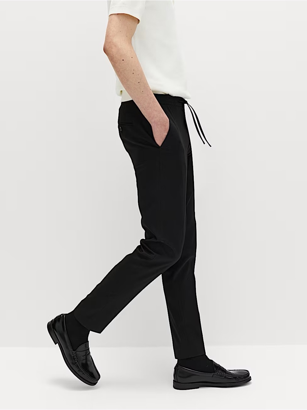 Men's Black Slim Drawstring Trousers